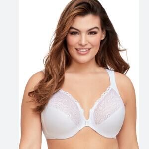 NWOT Glamorise #1245 Underwire Front Hook White Bra Size 46D